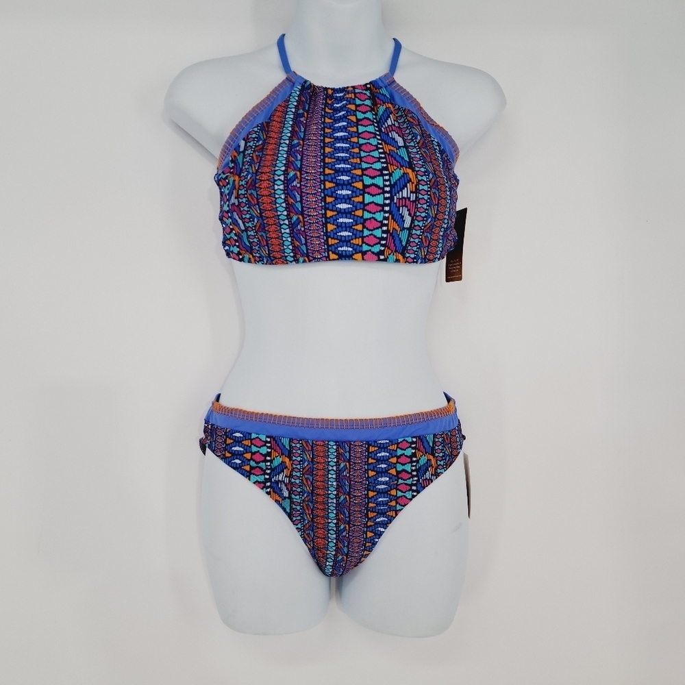 Hobie Girls Aztec‎ print 2 Piece Halter Bikini Swimsuit Size 16 New